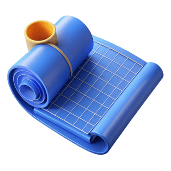 intense pristine Architect's blueprint, rolled up, NO BACKGROUND with Transparent Background. fine detail png
