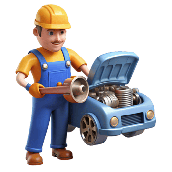elegant exemplary Auto mechanic repairing car engine NO BACKGROUND with Transparent Background. png