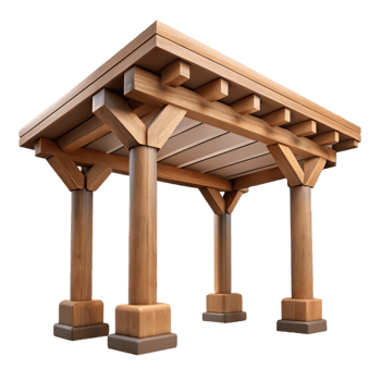 harmonious stunning Wooden pergola beam, weathered texture, NO BACKGROUND with Transparent Background. professional png