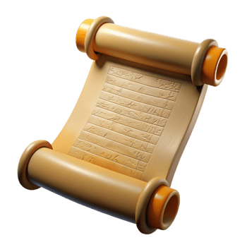 dreamy magnificent A scroll with ancient writing NO BACKGROUND with Transparent Background. elite png
