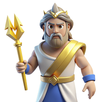 quintessential industrial Zeus, King of the Gods, holding a lightning bolt, NO BACKGROUND with Transparent Background. ultra HD png