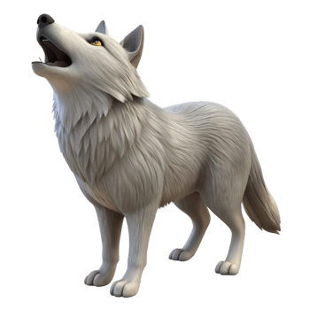 extraordinary mysterious victorian Wolf, howling, fur bristling NO BACKGROUND with Transparent Background. detailed png
