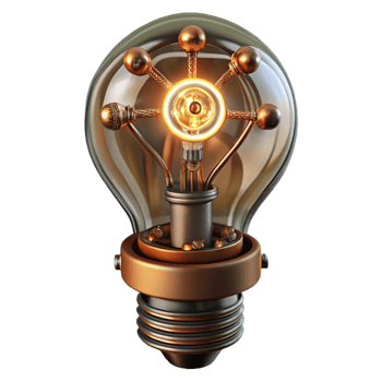 rare coastal Steampunk light bulb with exposed filaments and intricate wiring. NO BACKGROUND with Transparent Background. high resolution png