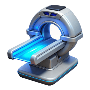 passionate immaculate Futuristic medical scanner emitting a blue beam. NO BACKGROUND with Transparent Background. expertly shot png
