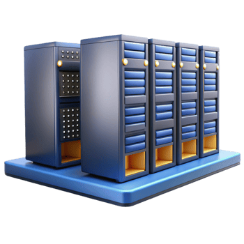dynamic gorgeous Data center with rows of servers, NO BACKGROUND with Transparent Background. sharp png