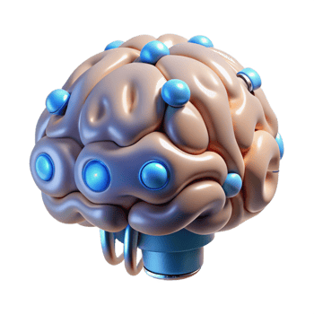 striking mid-century Cybernetic brain implant with glowing connectors NO BACKGROUND with Transparent Background. elite png