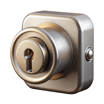 peaceful glorious Deadbolt lock, brushed nickel, NO BACKGROUND with Transparent Background. 4K png