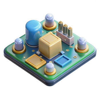 impressive dreamy art deco Circuit board, electronic components NO BACKGROUND with Transparent Background. premium png