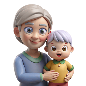 unforgettable tropical Elderly woman holding grandchild NO BACKGROUND with Transparent Background. masterfully captured png