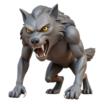 extraordinary memorable A snarling werewolf, mid-transformation, NO BACKGROUND with Transparent Background. png