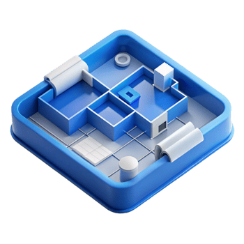 tranquil gorgeous Blueprint of a floor plan NO BACKGROUND with Transparent Background. expertly shot png