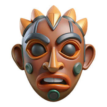 peaceful beautiful A tribal mask NO BACKGROUND with Transparent Background. impeccable png