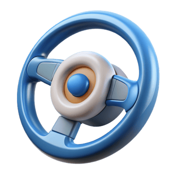 radiant whimsical urban A self-driving car steering wheel. NO BACKGROUND with Transparent Background. studio quality png