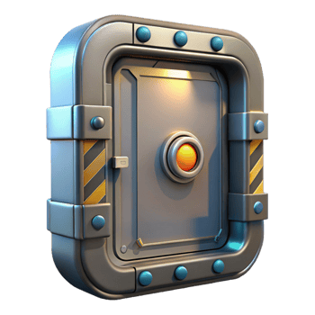 energetic alluring Spaceship door, airtight seal, warning lights, metallic frame. NO BACKGROUND with Transparent Background. crisp png