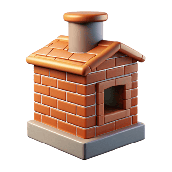 magnificent melancholic minimalist Brick chimney, traditional construction, NO BACKGROUND with Transparent Background. precision png