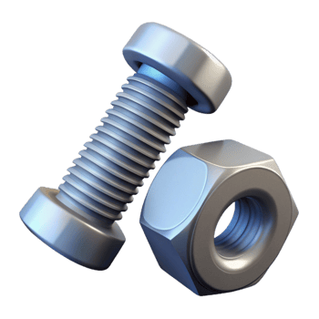 picturesque playful mid-century A bolt and nut, NO BACKGROUND with Transparent Background. ultra HD png