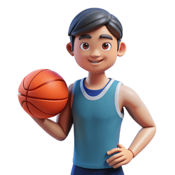 magnificent geometric Athlete, holding basketball, NO BACKGROUND with Transparent Background. authentic png