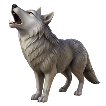vibrant signature Wolf, howling, fur bristling NO BACKGROUND with Transparent Background. png