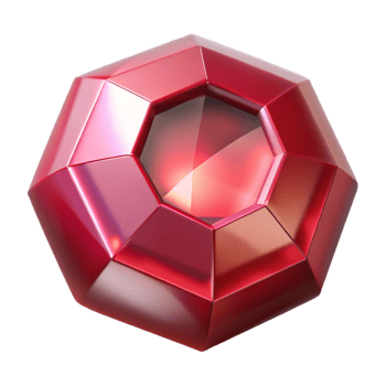 distinguished renaissance A single, polished ruby, radiating an inner light. NO BACKGROUND with Transparent Background. elite png