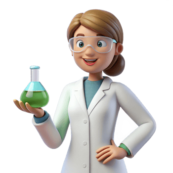 picturesque impressionist Female scientist conducting experiment NO BACKGROUND with Transparent Background. studio quality png