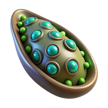 ethereal spectacular Alien seed pod with bioluminescent spores. NO BACKGROUND with Transparent Background. museum quality png