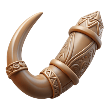 dreamy captivating A stylized orc tusk, with intricate carvings. NO BACKGROUND with Transparent Background. original png