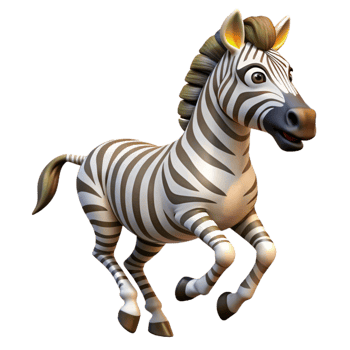 majestic unforgettable A galloping zebra, NO BACKGROUND with Transparent Background. png