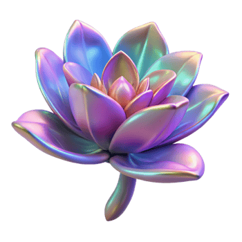 nostalgic majestic Alien flower with iridescent petals NO BACKGROUND with Transparent Background. precision png