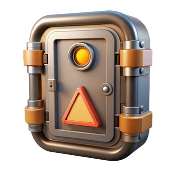harmonious impressive Spaceship door, airtight seal, warning lights, metallic frame. NO BACKGROUND with Transparent Background. top-tier png