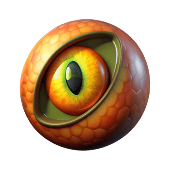 fascinating nostalgic minimalist A single, realistic dragon eye with a vertical pupil. NO BACKGROUND with Transparent Background. precision png