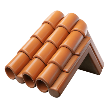 impressive surreal Modern roof tile, clay, textured, NO BACKGROUND with Transparent Background. perfect clarity png