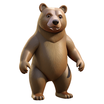 sumptuous elegant A grizzly bear standing on hind legs, NO BACKGROUND with Transparent Background. professional png