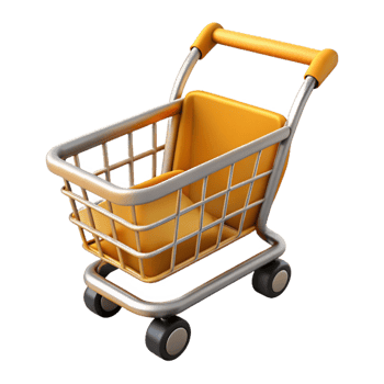 romantic exquisite A shopping cart, empty, NO BACKGROUND with Transparent Background. high quality png