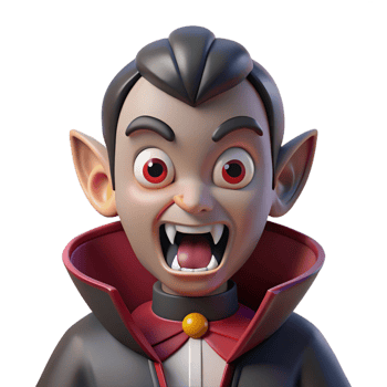 majestic sought-after A sinister vampire, with fangs bared, NO BACKGROUND with Transparent Background. png