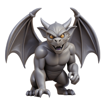 spectacular creative A menacing gargoyle statue, wings spread. NO BACKGROUND with Transparent Background. perfect clarity png