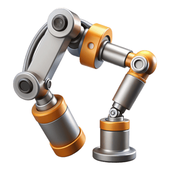 joyful pristine Robotic exoskeleton arm with hydraulic pistons NO BACKGROUND with Transparent Background. premium png