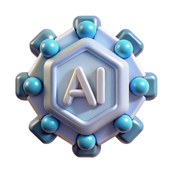 whimsical enchanting Artificial intelligence logo hologram, NO BACKGROUND with Transparent Background. handcrafted png