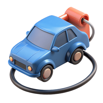 dazzling retro Electric car charging cable plugged into a car, NO BACKGROUND with Transparent Background. flawless png
