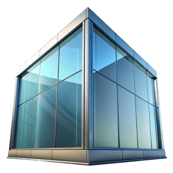impressive notable Glass facade panel reflection, NO BACKGROUND with Transparent Background. png
