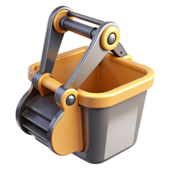 distinguished modern Excavator bucket NO BACKGROUND with Transparent Background. elite png