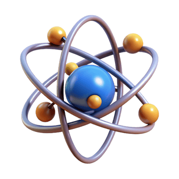 glorious tranquil gothic A levitating, abstract atom with orbiting electrons. NO BACKGROUND with Transparent Background. 8K png