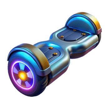 immaculate unforgettable Futuristic hoverboard with glowing lights NO BACKGROUND with Transparent Background. png