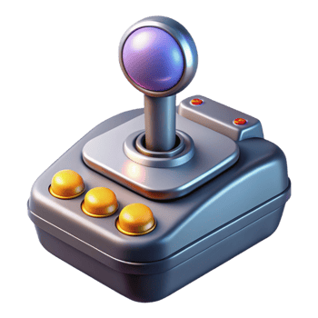 pristine memorable Spaceship control lever, ergonomic grip, illuminated buttons. NO BACKGROUND with Transparent Background. png