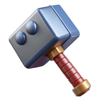 sought-after baroque Thor's hammer, Mjolnir NO BACKGROUND with Transparent Background. detailed png