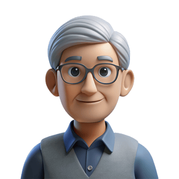sumptuous modern Thoughtful senior man with glasses, NO BACKGROUND with Transparent Background. crisp png