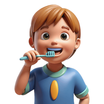 elegant calm urban Child brushing teeth NO BACKGROUND with Transparent Background. impeccable png