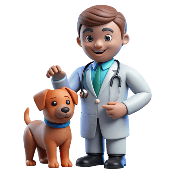 immaculate calm elegant Vet examining a unseen pet, NO BACKGROUND with Transparent Background. authentic png