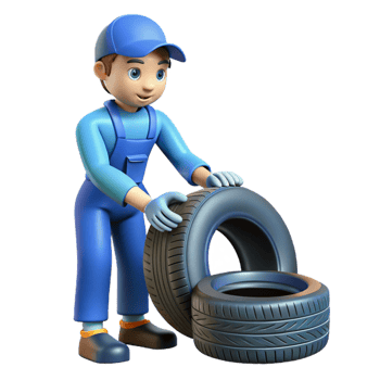 mesmerizing industrial Car mechanic changing tire NO BACKGROUND with Transparent Background. exclusive png