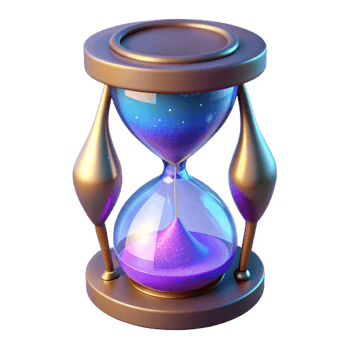 iconic retro A magical hourglass with swirling, glowing sand. NO BACKGROUND with Transparent Background. high resolution png