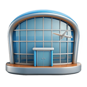 majestic energetic elegant Airport terminal window, large pane, NO BACKGROUND with Transparent Background. authentic png
